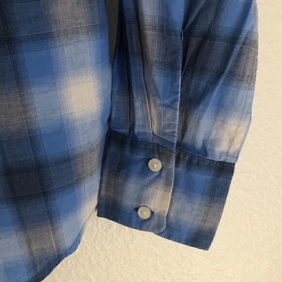 Vince Blue Check Button Down Top - M - Picture 3 of 8